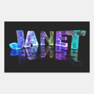Sticker Rectangulaire Le nom Janet en lumières 3D (photo)