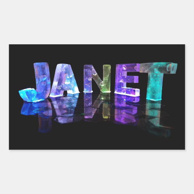 Sticker Rectangulaire Le nom Janet en lumières 3D (photo) (Devant)