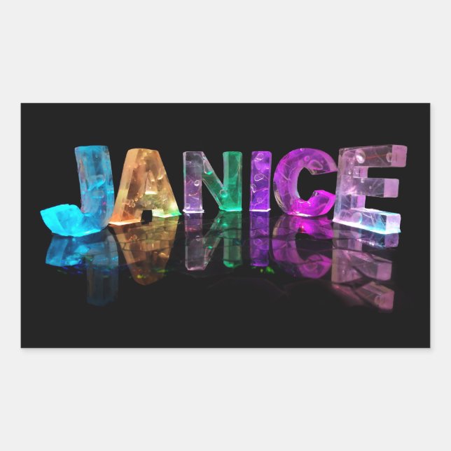 Sticker Rectangulaire Le nom Janice en lumières 3D (photo) (Devant)