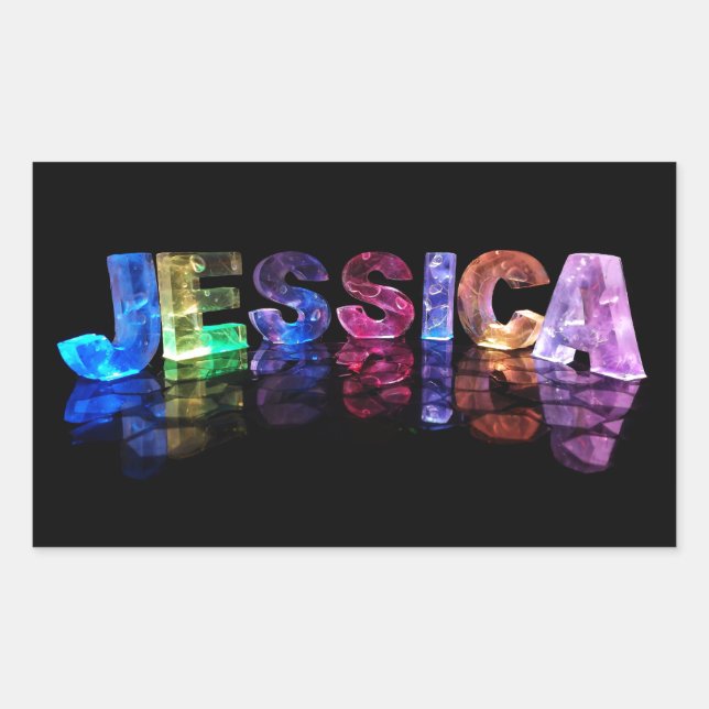 Sticker Rectangulaire Le nom Jessica en lumières 3D (photo) (Devant)