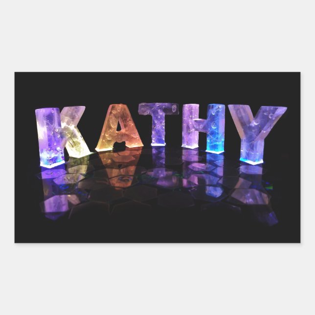 Sticker Rectangulaire Le nom Kathy en lumières 3D (photo) (Devant)