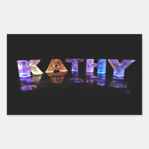 Sticker Rectangulaire Le nom Kathy en lumières 3D (photo)