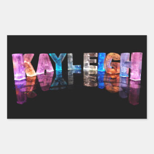Sticker Rectangulaire Le nom Kayleigh en lumières 3D (photo)