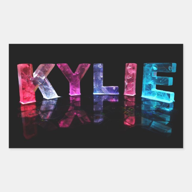 Sticker Rectangulaire Le nom Kylie en lumières 3D (photo) (Devant)