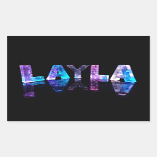 Sticker Rectangulaire Le nom Layla en lumières 3D (photo)