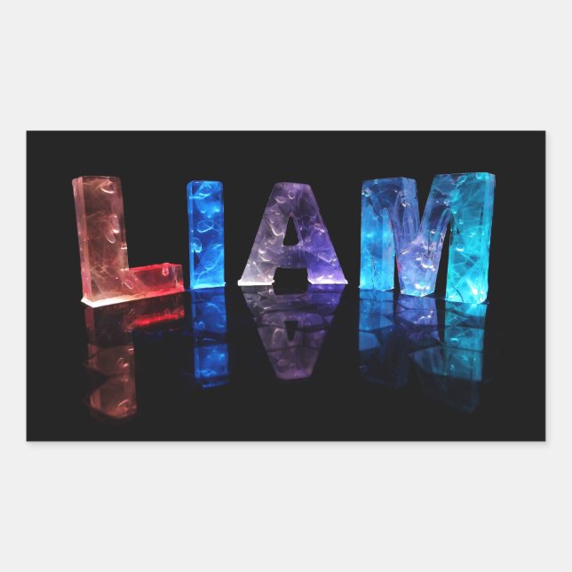 Sticker Rectangulaire Le nom Liam en lumières 3D (photo) (Devant)