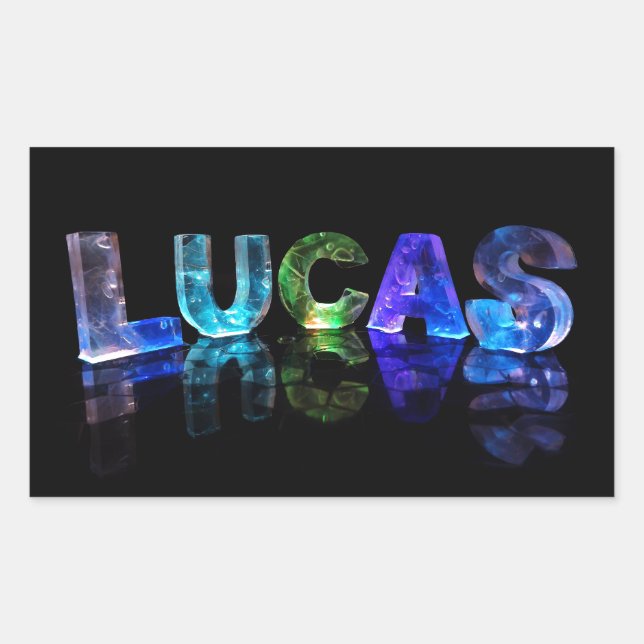 Sticker Rectangulaire Le nom Lucas en lumières 3D (photo) (Devant)