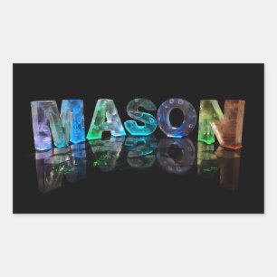 Sticker Rectangulaire Le nom Mason en lumières 3D (photo)