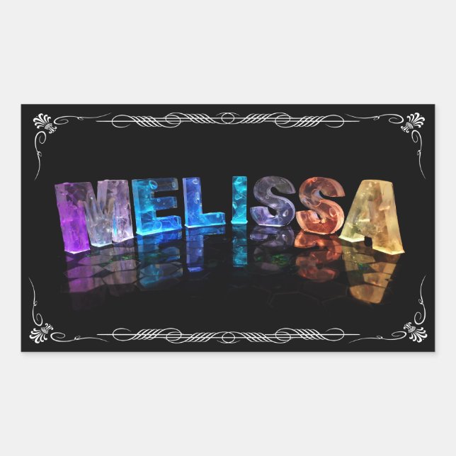 Sticker Rectangulaire Le nom Melissa en lumières 3D (Photographie) (Devant)