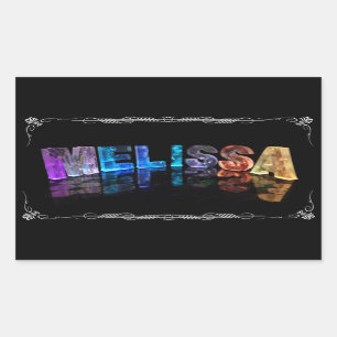 Sticker Rectangulaire Le nom Melissa en lumières 3D (Photographie)