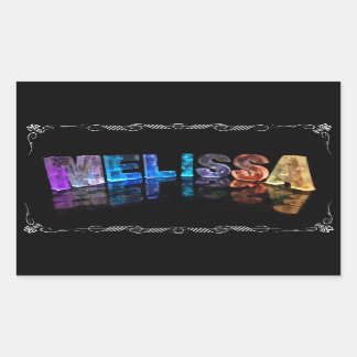 Sticker Rectangulaire Le nom Melissa en lumières 3D (Photographie)
