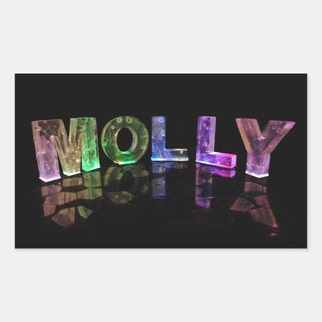 Sticker Rectangulaire Le nom Molly en lumières 3D (photo) (Devant)