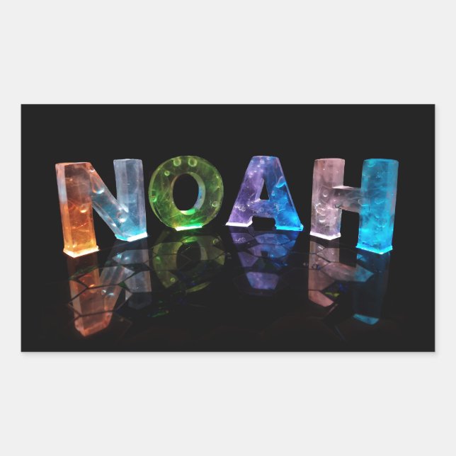 Sticker Rectangulaire Le nom Noah en lumières 3D (photo) (Devant)