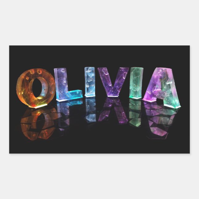 Sticker Rectangulaire Le nom Olivia en lumières 3D (photo) (Devant)
