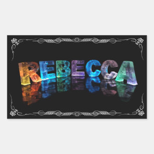 Sticker Rectangulaire Le nom Rebecca en lumières 3D (Photographie)
