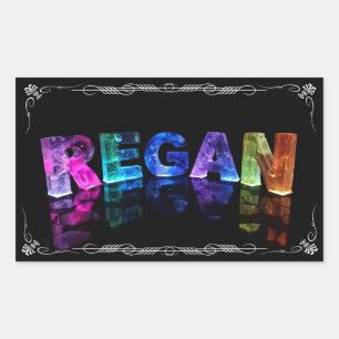Sticker Rectangulaire Le nom Regan en lumières 3D (photo)