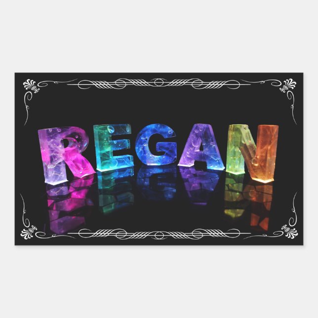 Sticker Rectangulaire Le nom Regan en lumières 3D (photo) (Devant)