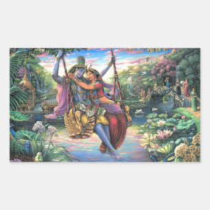 Sticker Rectangulaire Le Pâque du Swing - Radha et Krishna