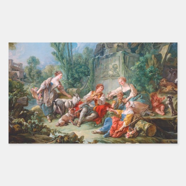 Sticker Rectangulaire le paysage idyll rococo de francois boucher shephe (Devant)
