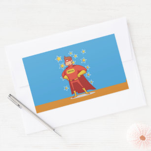 Sticker Rectangulaire Le Père-à-être Superhéros en Fête des pères