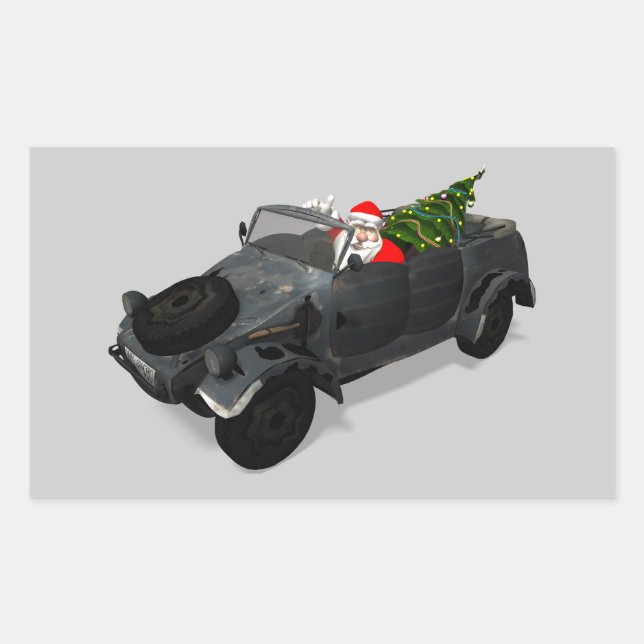 Sticker Rectangulaire Le Père Noël À Kuebelwagen (Devant)