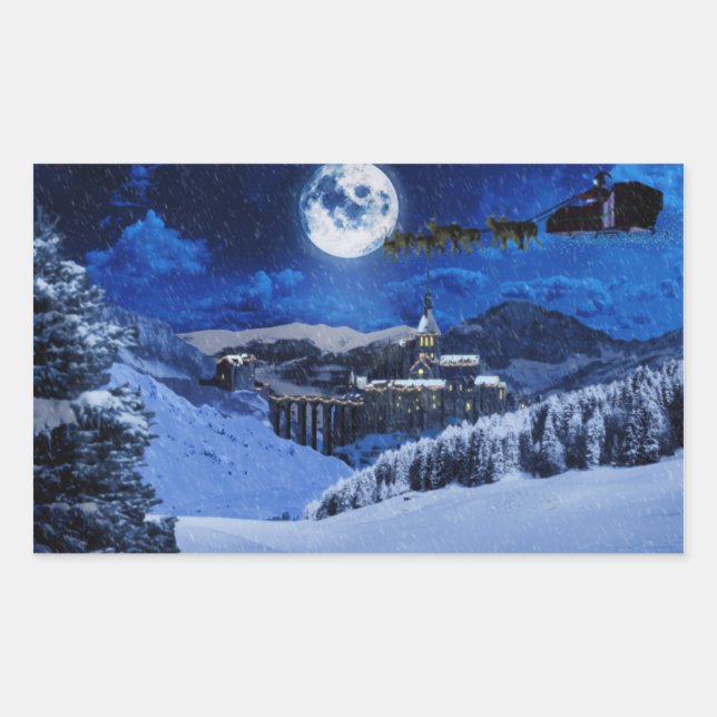 Sticker Rectangulaire Le Père Noël et le pôle Nord (Devant)
