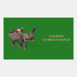 Sticker Rectangulaire Le Père Noël Se Rend Sur Elephant