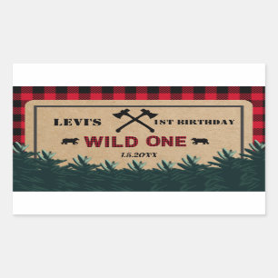 Sticker Rectangulaire Le premier anniversaire de Lumberjack, Wild One