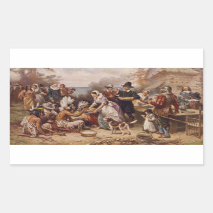 Sticker Rectangulaire Le premier Thanksgiving 1621 c.1932