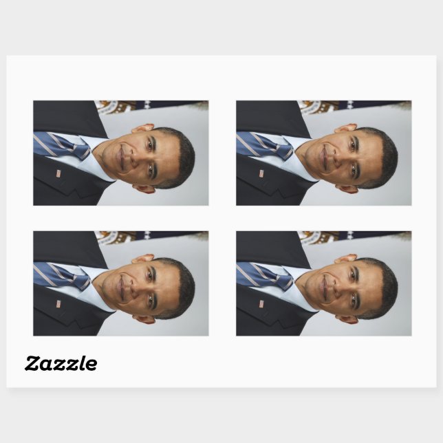 Sticker Rectangulaire Le président américain Barack Obama à la Maison Bl (Feuille)