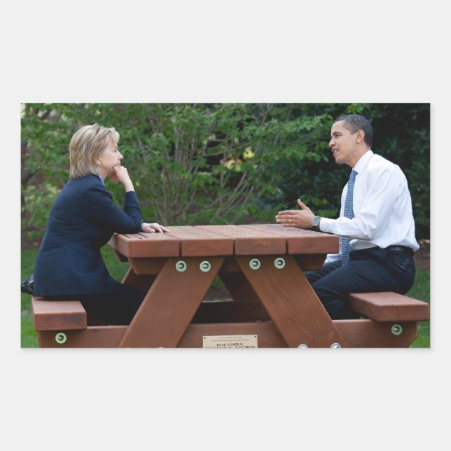Sticker Rectangulaire Le président Barack Obama et Hillary Clinton (Devant)