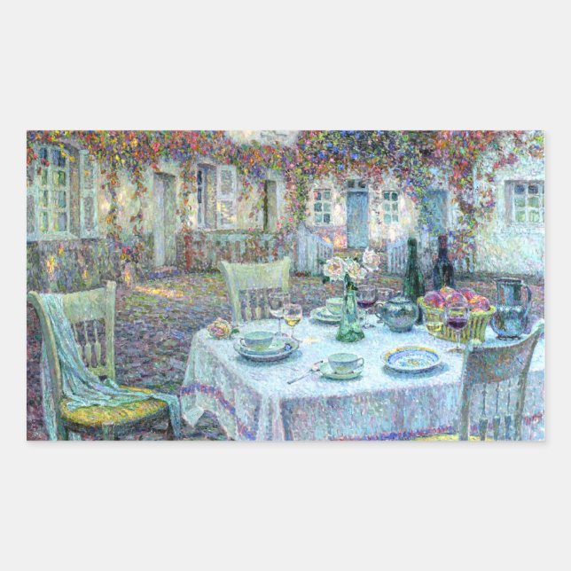 Sticker Rectangulaire Le Sidaner : Table avec Roses à Gerberoy (Devant)