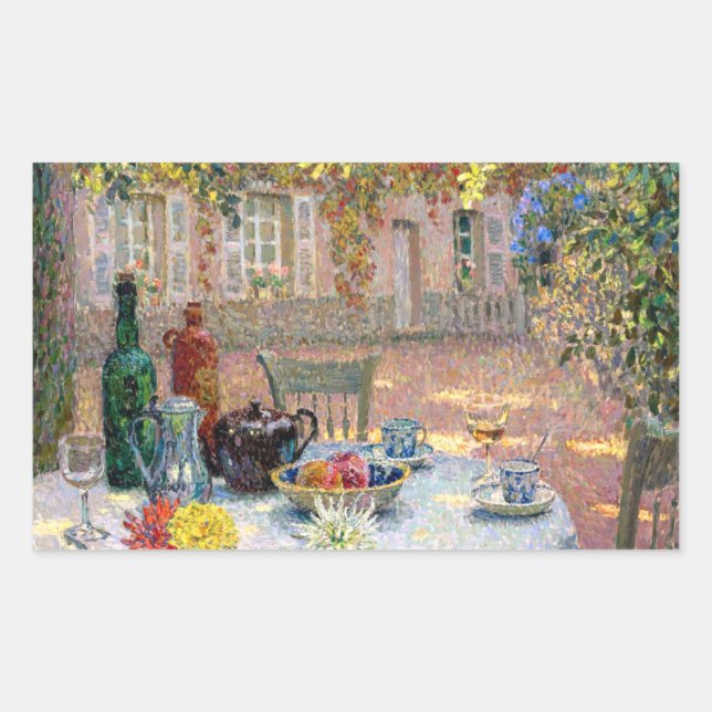 Sticker Rectangulaire Le Sidaner : Table sous Feuilles au soleil (Devant)