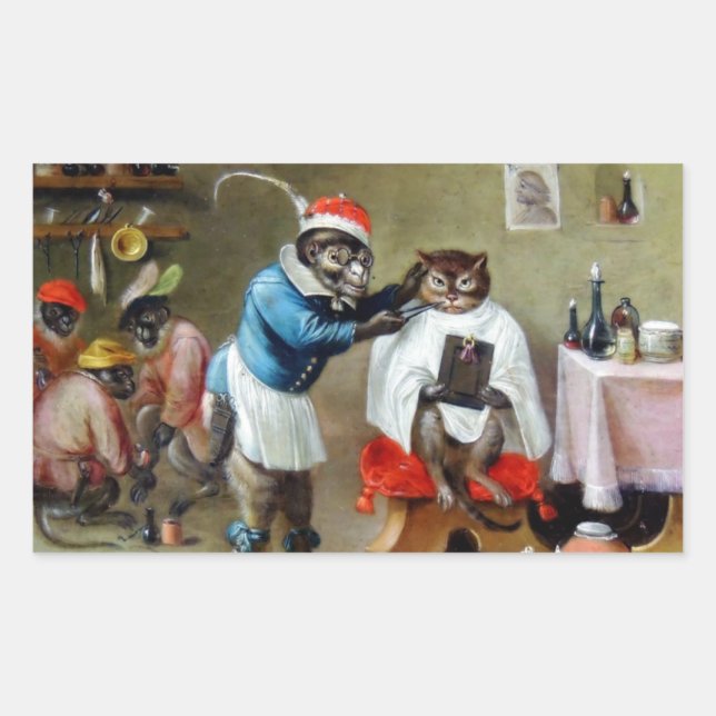 Sticker Rectangulaire Le singe barbier (Devant)