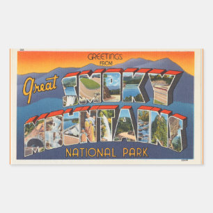 Sticker Rectangulaire Le Tennessee, feuille de 4 Mtn fumeux. National.