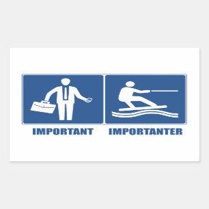 Sticker Rectangulaire Le Travail Est Important, Le Wakeboard Est Importa
