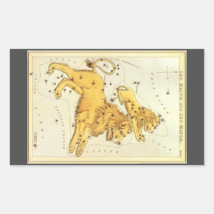 Sticker Rectangulaire Léo le Lion Constellation Vintage Miroir d'Urania