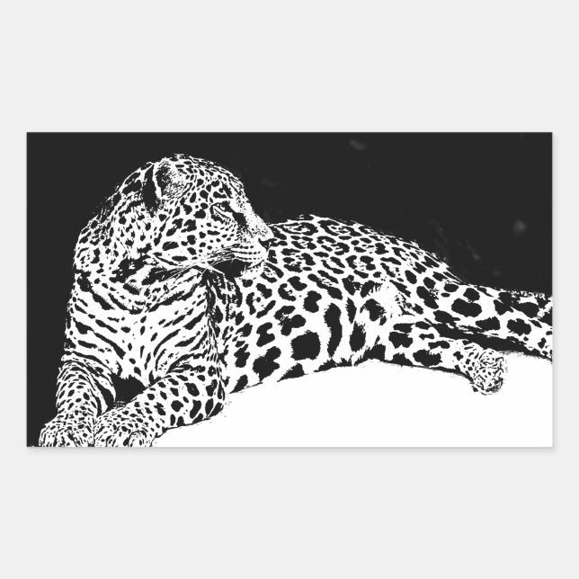 Sticker Rectangulaire Léopard noir et blanc (Devant)