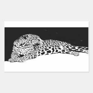 Sticker Rectangulaire Léopard noir et blanc