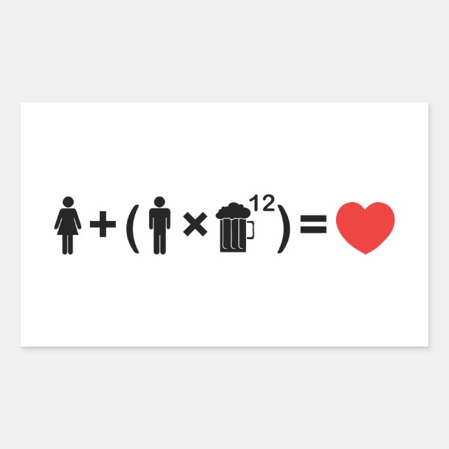 Sticker Rectangulaire L'équation d'amour pour les hommes (Devant)
