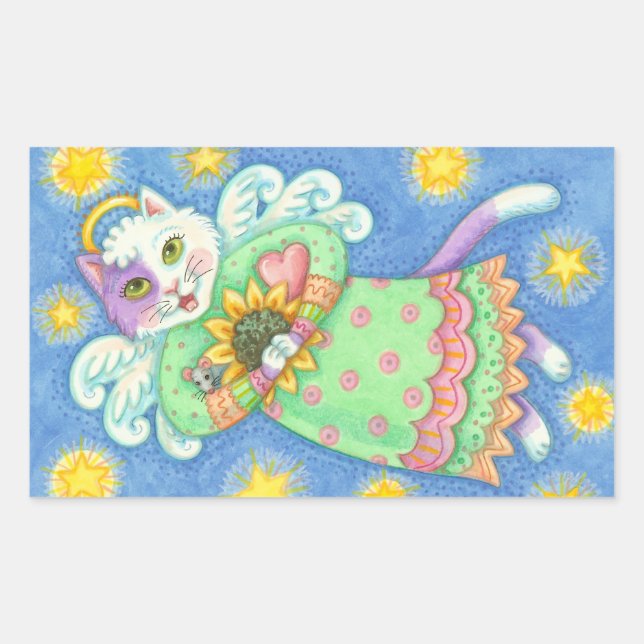 Sticker Rectangulaire LES ANGELS REGARDENT, LES BÂTIMENTS DE CHAT Rectan (Devant)