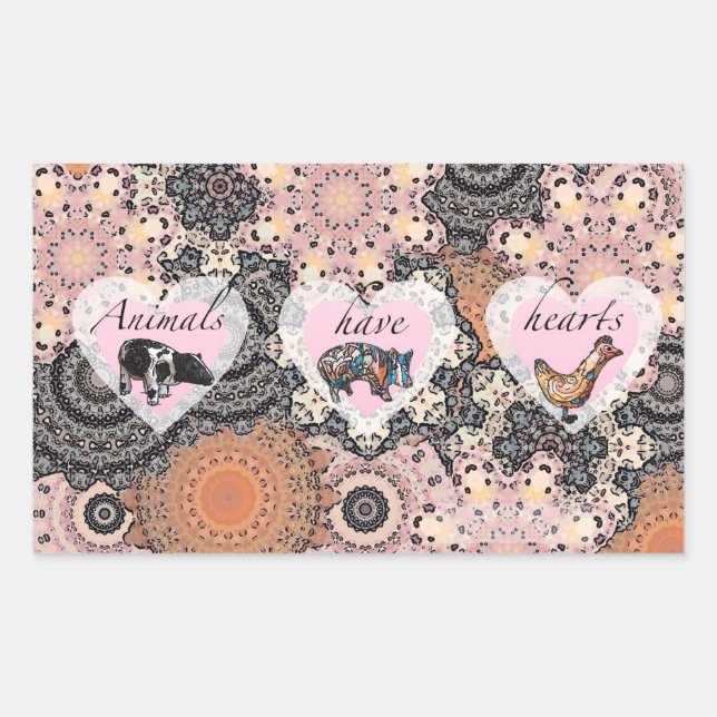 Sticker Rectangulaire Les animaux ont le coeur (Devant)