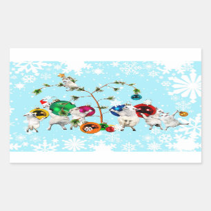 Sticker Rectangulaire Les babioles de fête d'ouatine lèvent