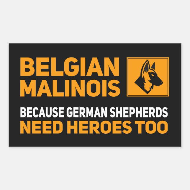 Sticker Rectangulaire Les bergers belges malinois allemands ont aussi be (Devant)