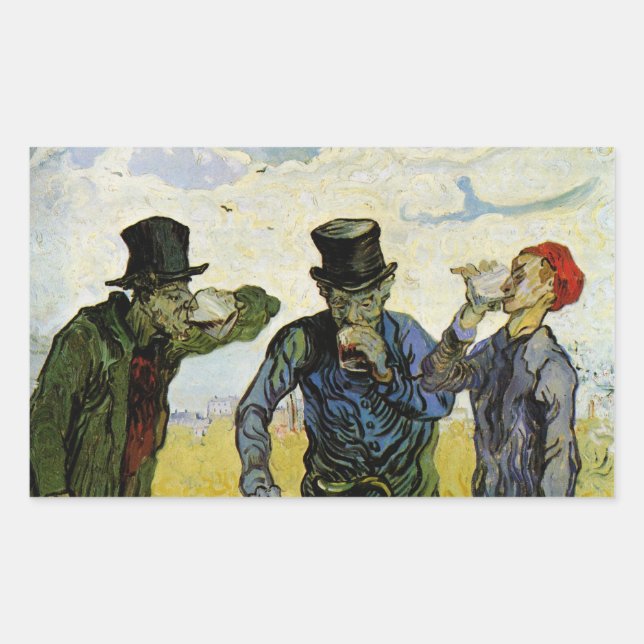 Sticker Rectangulaire Les Buveurs par Vincent van Gogh (Devant)