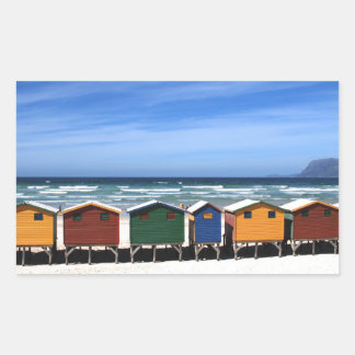 Sticker Rectangulaire Les cabanes de plage colorées