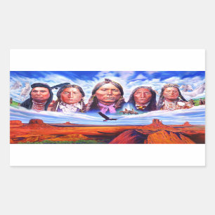 Sticker Rectangulaire Les chefs indiens célèbres Peinture des Amérindien
