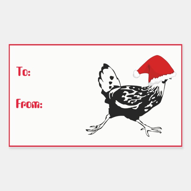 Sticker Rectangulaire Les Clés de Noël de Santa Chicken (Devant)