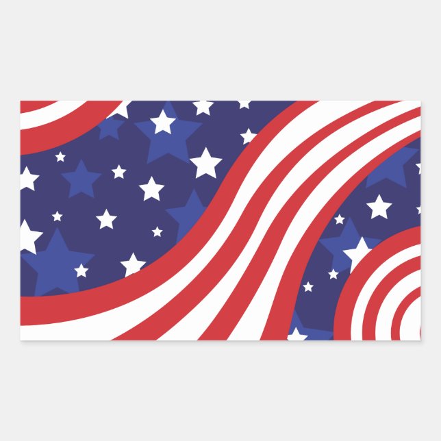 Sticker Rectangulaire Les étoiles et les bandes flottent (Devant)