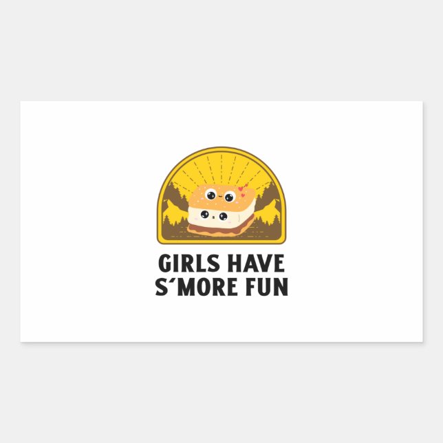 Sticker Rectangulaire Les filles ont plus de plaisir Retro coucher de so (Devant)